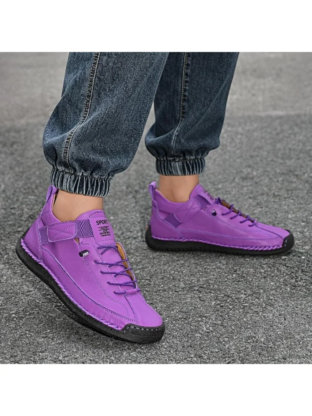 Women's Purple Breathable Loafers Mid top Walking Flats Ankle Chukka Boots